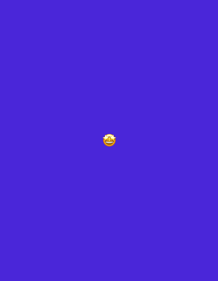 The image displays a single, stylized emoji centrally positioned on a uniform, solid dark purple background. The emoji is a 'grinning face with star eyes,' rendered in gold and yellow tones. It features an open mouth revealing white teeth and two bright yellow stars where the eyes would typically be, conveying an expression of excitement or awe. The background is entirely monochromatic and devoid of any other subjects, objects, textures, or environmental details.