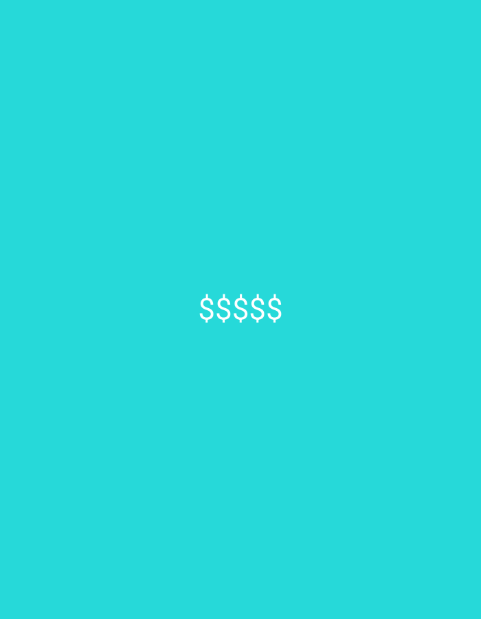 The image shows a teal background with six white dollar signs aligned horizontally in the center of the frame. There is no indication of Bukit Ketok, Indonesia, people, objects, actions, interactions, or the environment in the image.
