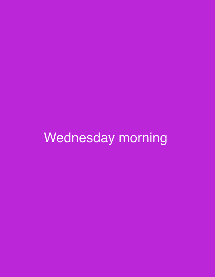 The image contains the words "Wednesday morning" in white text centered on a plain purple background. There is no information about the city of Rafin Par, Nigeria, or any other environmental or contextual details present in the image.