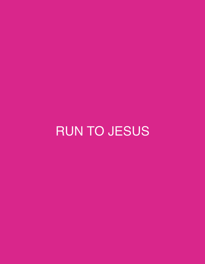 The image is a plain pink background with the white text "RUN TO JESUS" centered in the middle of the frame. There is no discernible location in the city of Uhlstädt-Kirchhasel, Germany, as the image is purely graphic with no contextual elements.