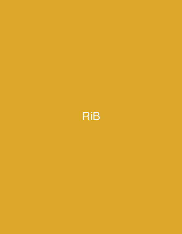 The image presents a solid, uniform mustard yellow background. Centered horizontally within the frame is the text "RiB" rendered in white, sans-serif capital letters. There are no other discernible subjects, objects, or environmental details present. The image contains no visual information, such as landmarks, architecture, or geographical features, to indicate a specific location in the city of Casablanca, Morocco, or any other geographical context.