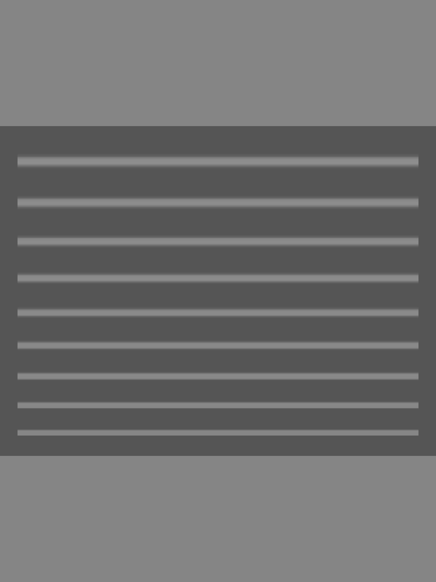 The image displays an abstract pattern composed of horizontal lines in shades of gray. A central rectangular area features numerous thin, evenly spaced horizontal lines in a light gray hue. These lines are set against a darker gray background within this central section. Above and below this patterned strip are solid blocks of a medium gray color. The overall composition suggests a textured surface, possibly resembling a ventilation grille, horizontal blinds, or a panel with grooves. No people, identifiable objects, text, or specific environmental cues like time of day or weather are visible. The image is devoid of any activity or discernible emotions.