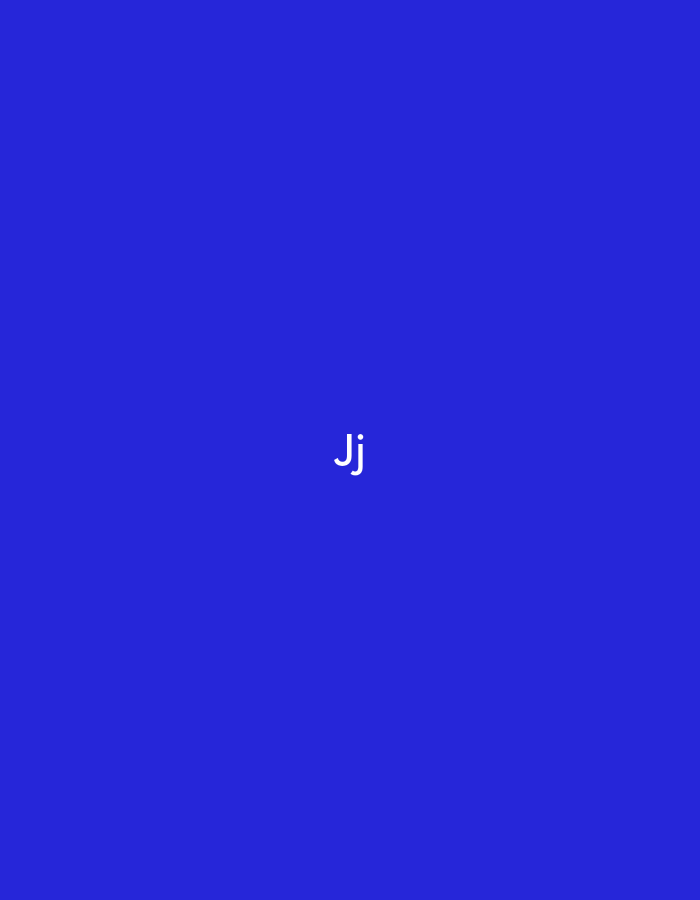 The image displays a solid, uniform blue background. Centered horizontally and vertically within this background are the white characters "Jj". There are no other discernible subjects, objects, people, actions, interactions, or environmental details present in the image. The image provides no visual information to suggest a specific geographic location, including the city of Pokrovnik, Bulgaria, or any other place.