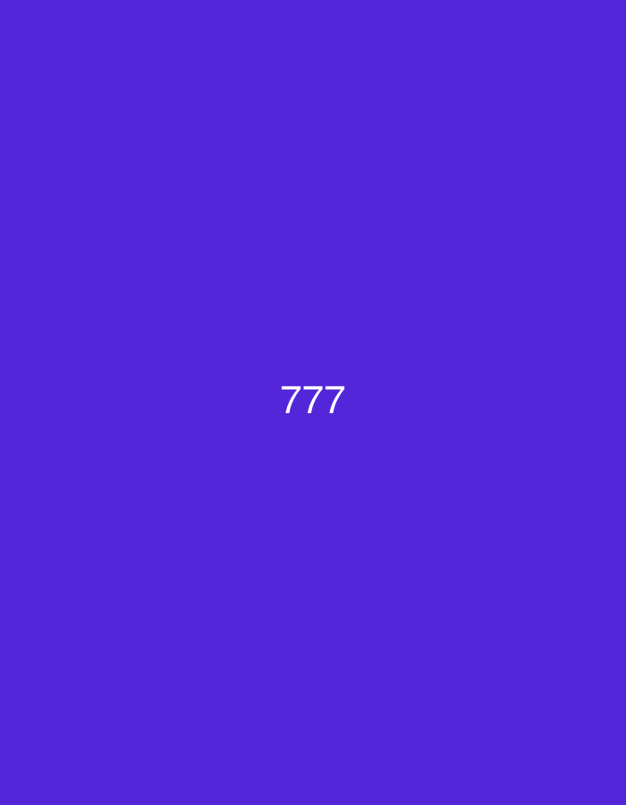The image is a solid purple background with the white number "777" in the center. There is no identifiable location, people, objects, actions or interactions in the image.