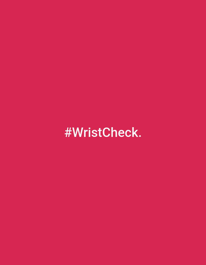 The image is a solid, bright pink background with white text centered on it. The text reads "#WristCheck." There are no people, objects, actions, or interactions depicted. The environment is a plain, unadorned background. No specific location in Chișinău, Moldova, can be determined from this image.