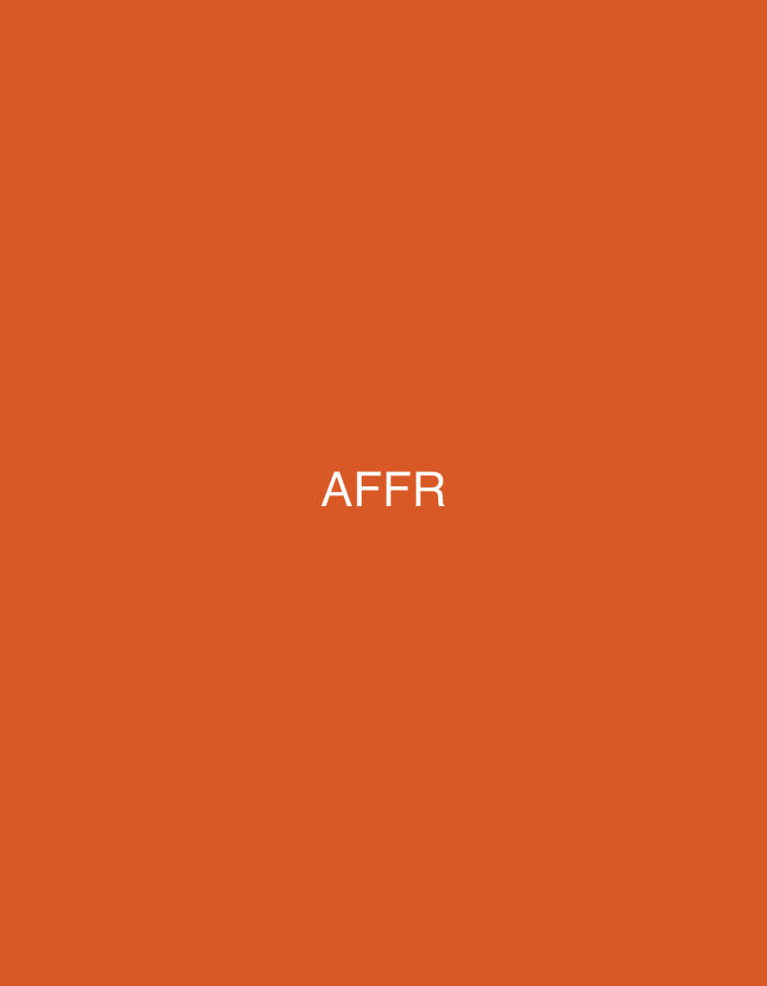 The media file is a digital image with an orange background. In the center of the image, the text "AFFR" is displayed in white, sans-serif font. The image is a static graphic and does not depict any people, objects, scenes, activities, or events. There are no discernible details related to time of day, weather, location, or emotions. The only content present is the text "AFFR" against a solid orange background. The provided location context of Jalingo, Nigeria, does not appear to be relevant to the visual content of the image itself.