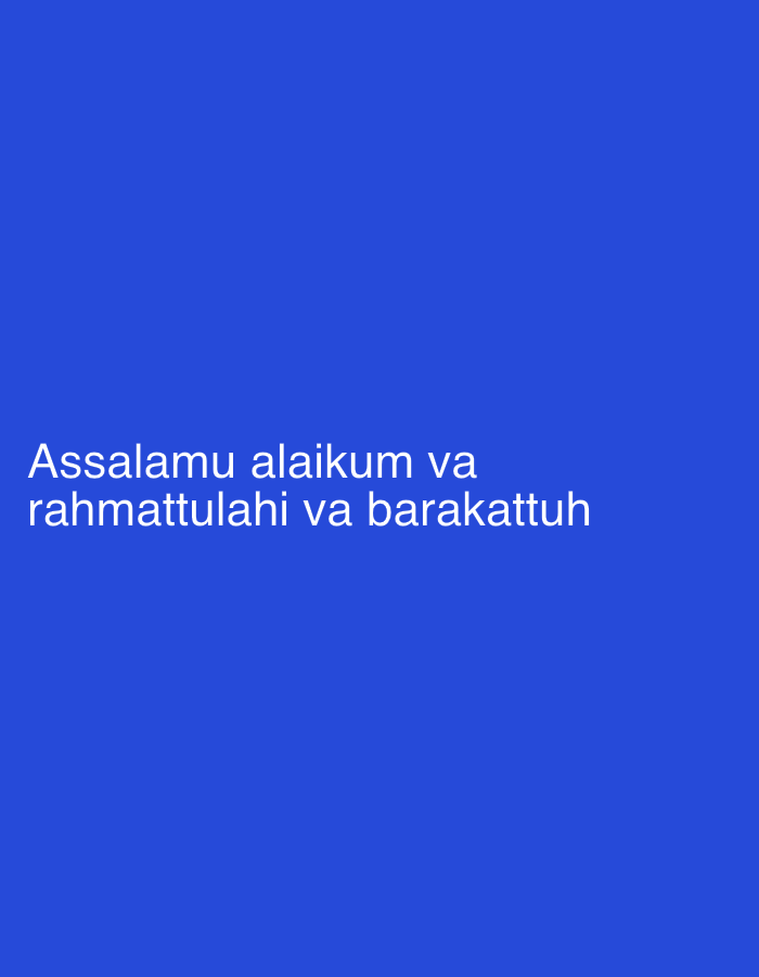 This is a vertical, full-frame image of a solid, deep blue background. In the lower left quadrant, white text is displayed on two lines. The top line reads "Assalamu alaikum va", and the bottom line reads "rahmat tulahi va barakattuh". There are no other objects, people, or discernible environmental details visible in the image. The location of Verkhnyaya Zalegoshch', Russia, is not depicted in this image.
