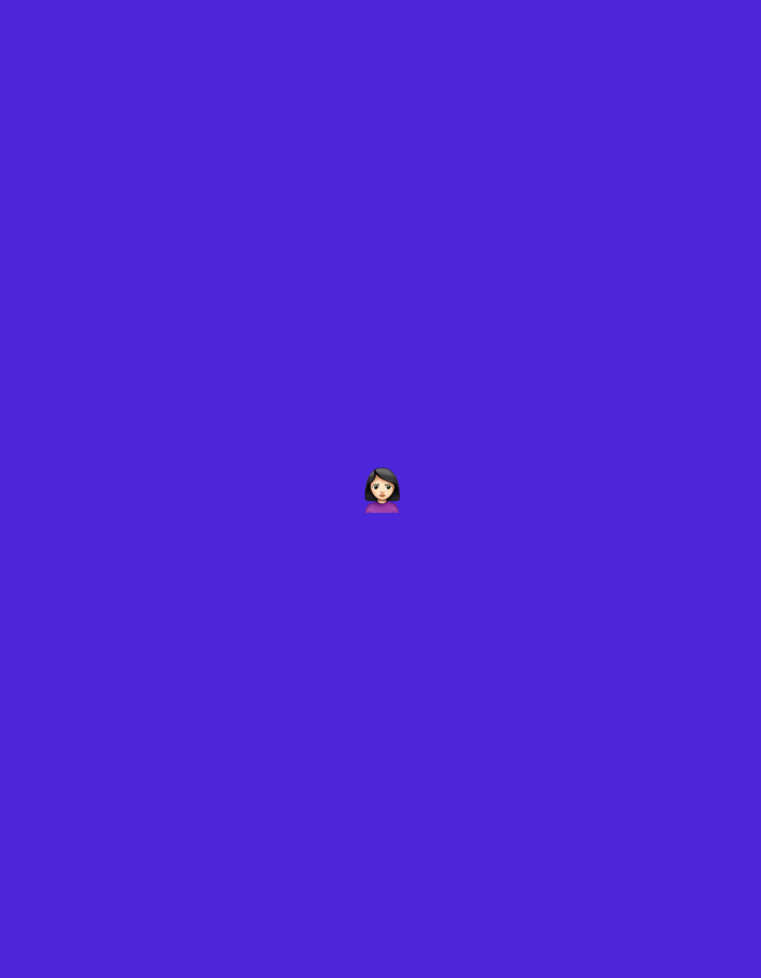 The scene, set in the city of Santa Ana, Venezuela, displays a solid dark purple background. Positioned slightly below the vertical center is a small digital emoji depicting a person from the shoulders up. The emoji represents a light-skinned female with short, straight dark hair, styled with a side part, wearing a purple top. No other subjects or objects are visible.