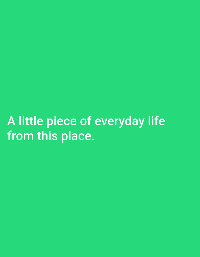 The image is a digital graphic with a bright green background. White text is overlaid on the graphic, forming two lines. The first line reads "A little piece of everyday life". The second line reads "from this place.". There is no indication of the city of Sonobekel, Indonesia, or any specific location within it.