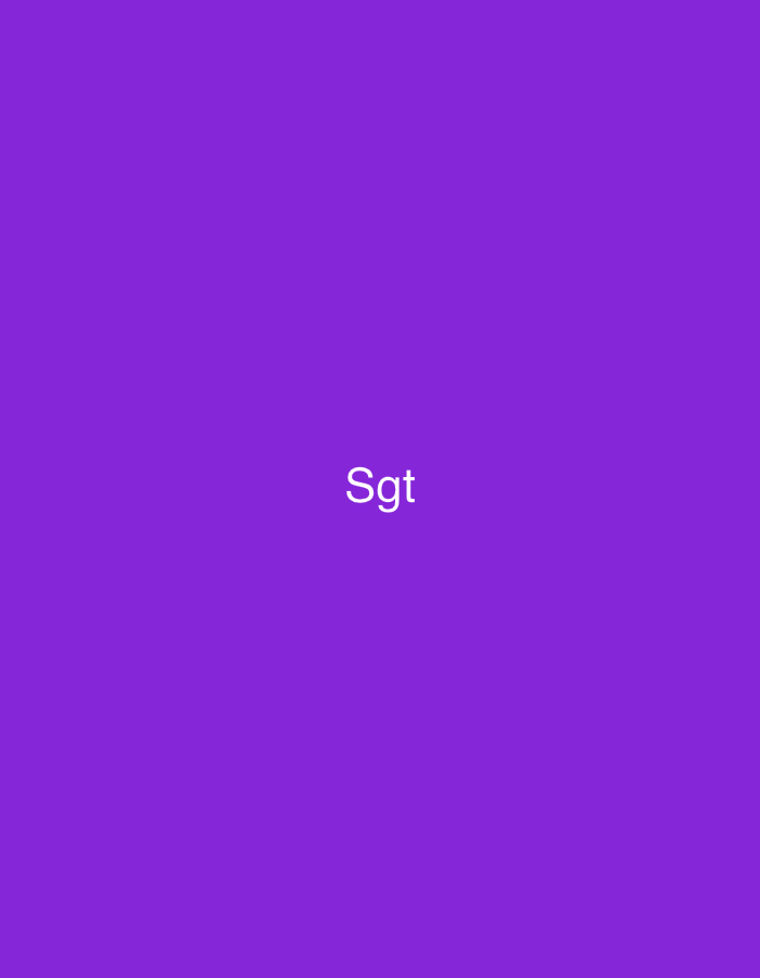 The image displays a solid field of purple color, lacking any discernible textures or patterns. Centered within this purple background is the white text "Sgt". No other subjects, objects, people, actions, interactions, or environmental details are present in the image. The visual data does not contain any information, such as landmarks or geographical features, that would permit the identification of a specific location, including the city of Casablanca, Morocco, or any other global region.