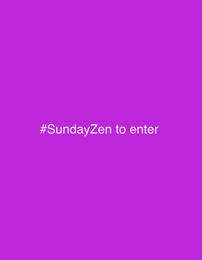 The image is a solid purple color with the white text "#SundayZen to enter" in the center. There are no people, objects, actions, interactions, or environmental details. The image does not contain any information about Tbilisi, Georgia.
