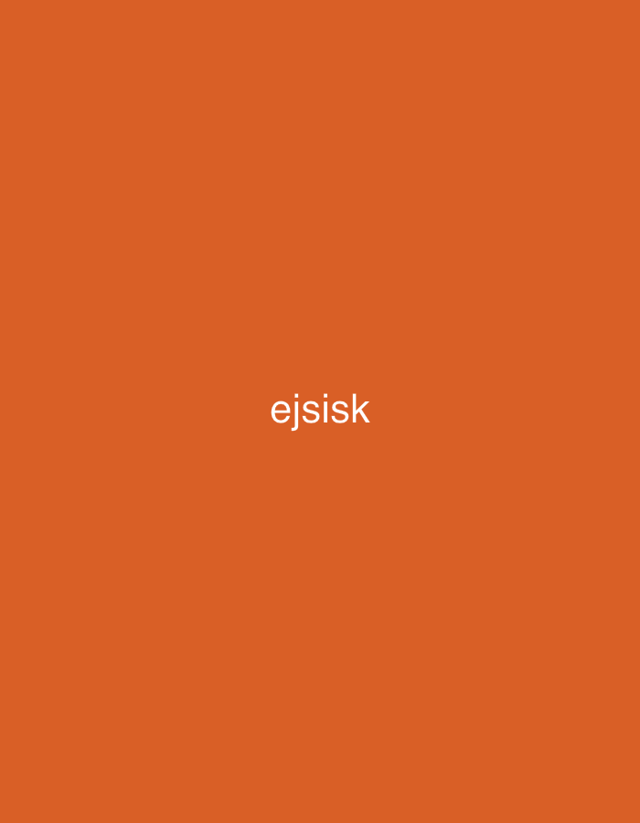 The image is an orange background with the white text "ejsisk" in the center. There is no other information. There is no location, city, person, object, action, or environment in the image.