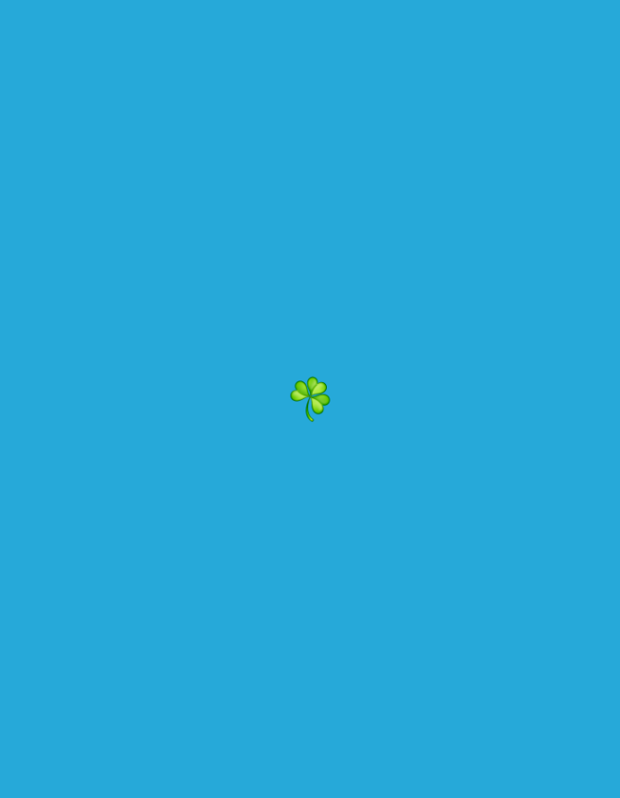 A single green three-leaf clover emoji is centered on a solid light blue background. The image contains no people, subjects, objects beyond the clover, actions, or interactions. The environment is simply a solid color backdrop. No location in Yerevan, Armenia is discernible.
