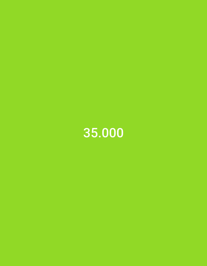 The image displays a solid, bright green background. Centered within the image, in white text, is the number "35.000". There are no other discernible subjects, objects, or activities depicted. The context provided indicates the location is Lhokseumawe, Indonesia, but this cannot be inferred from the visual content alone.