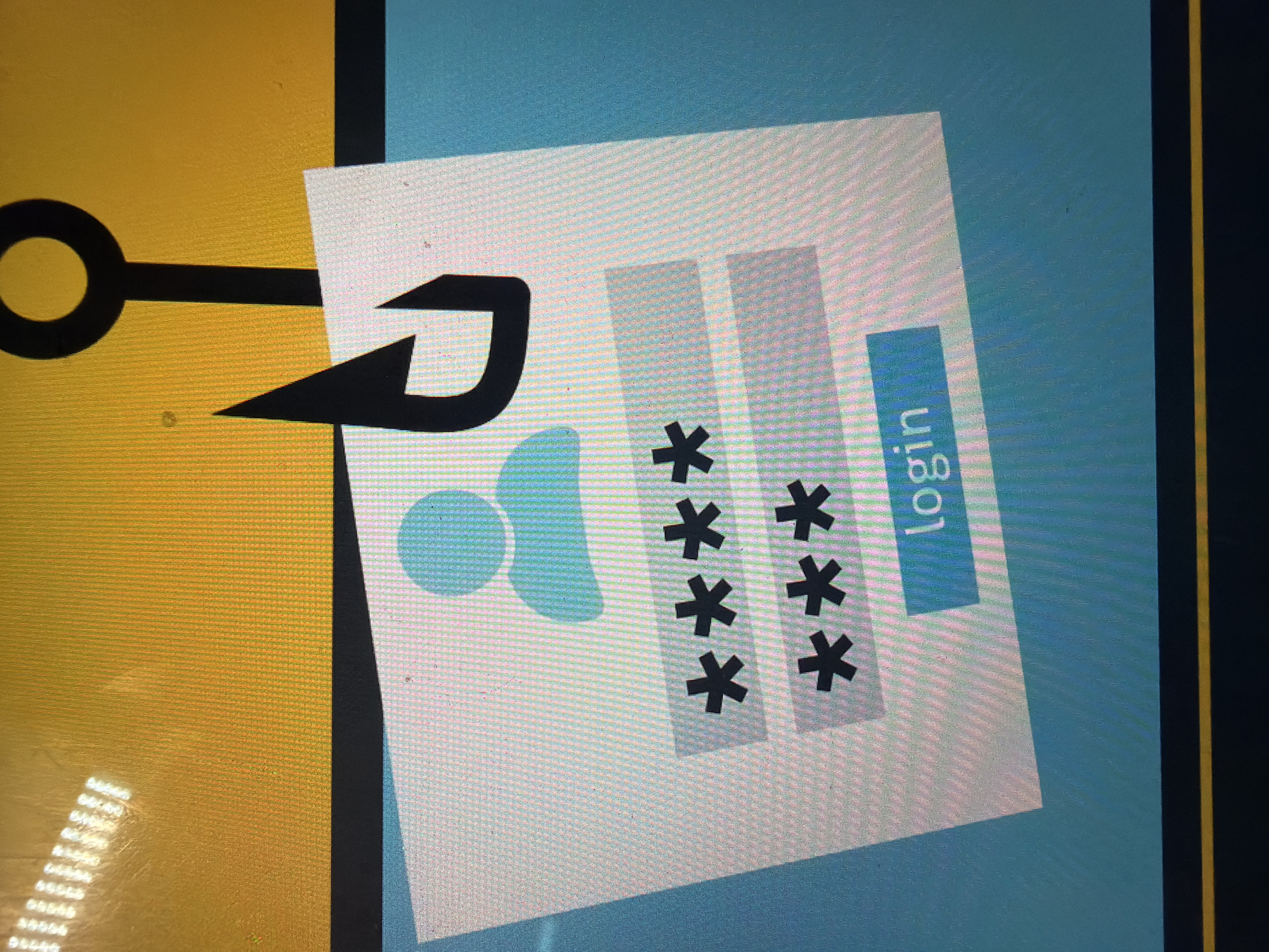 A digital image depicts a graphic representation of a phishing attack. A black fishhook pierces a white login form that contains fields for username (represented by a generic head and shoulders icon) and password (indicated by asterisks). A blue button labeled "login" is also present. The background consists of a yellow area on the left and a blue area on the right, divided by a black line. The image suggests a warning about online security threats. The location of Epsom and Ewell, United Kingdom is not discernible from this image.