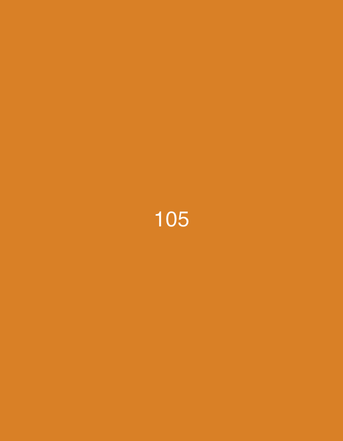 The image is a photograph of a solid orange background with the number "105" written in white text in the center of the frame. The number is centered both horizontally and vertically. There is no discernible location in the city of Đà Nẵng, Vietnam, as the image is devoid of any environmental or contextual cues. There are no people, subjects, objects, actions, or interactions visible in the image.