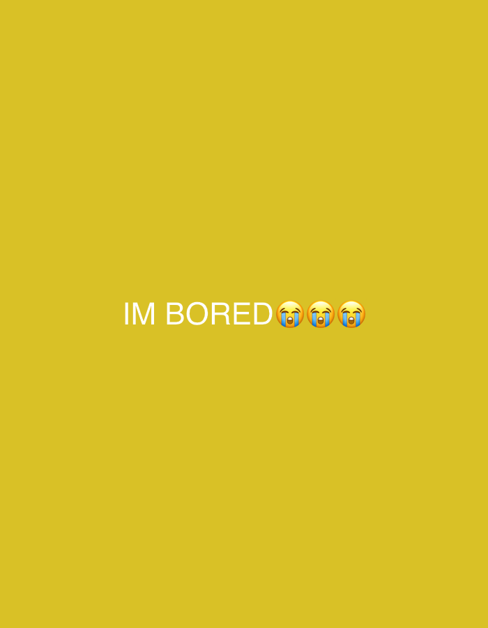 The image is a digital graphic with a solid yellow background. In the center of the image, the words "IM BORED" are written in white capital letters. To the right of the text are three crying face emojis. There are no people, objects, actions, or interactions depicted in this image. The location in the city of Kungälv, Sweden is not relevant to the content of the image.