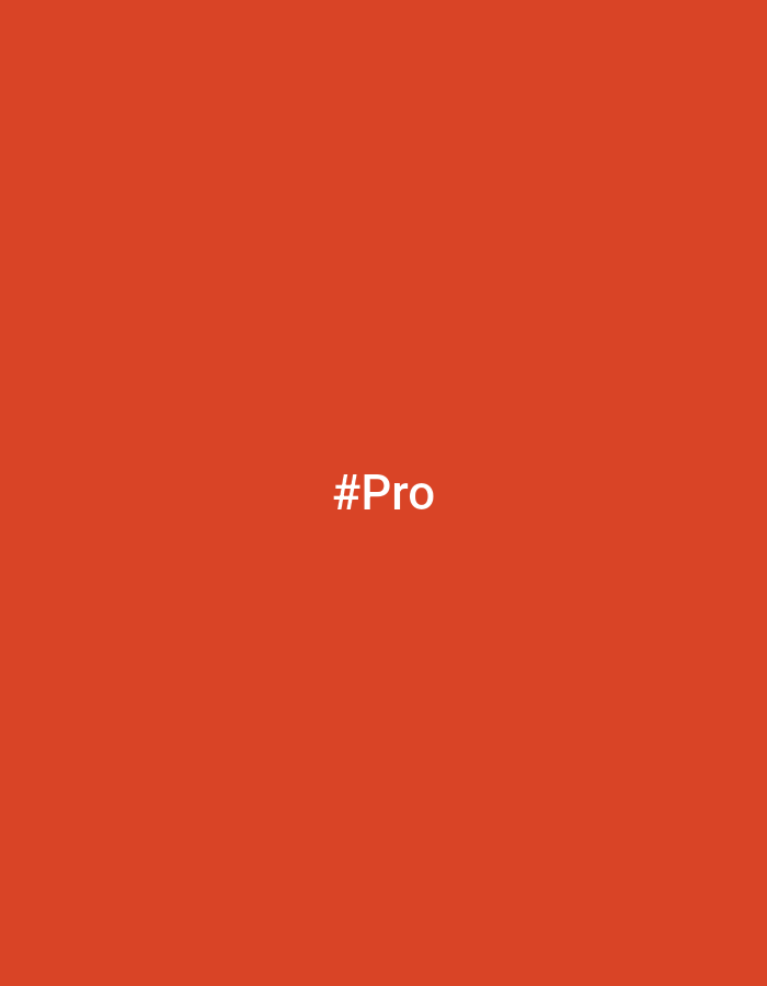 A digital image features the white text "#Pro" centrally placed against a solid, vibrant orange-red background. The background color is consistent throughout the entire frame. The text is rendered in a sans-serif typeface, appearing clean and legible. No other subjects, objects, or activities are depicted in the image. The provided cropped images confirm the consistency of the background color and the white text, showing the "#Pro" text repositioned to the bottom right, bottom left, top right, and top left corners respectively, implying the original image is a simple graphic with text.
