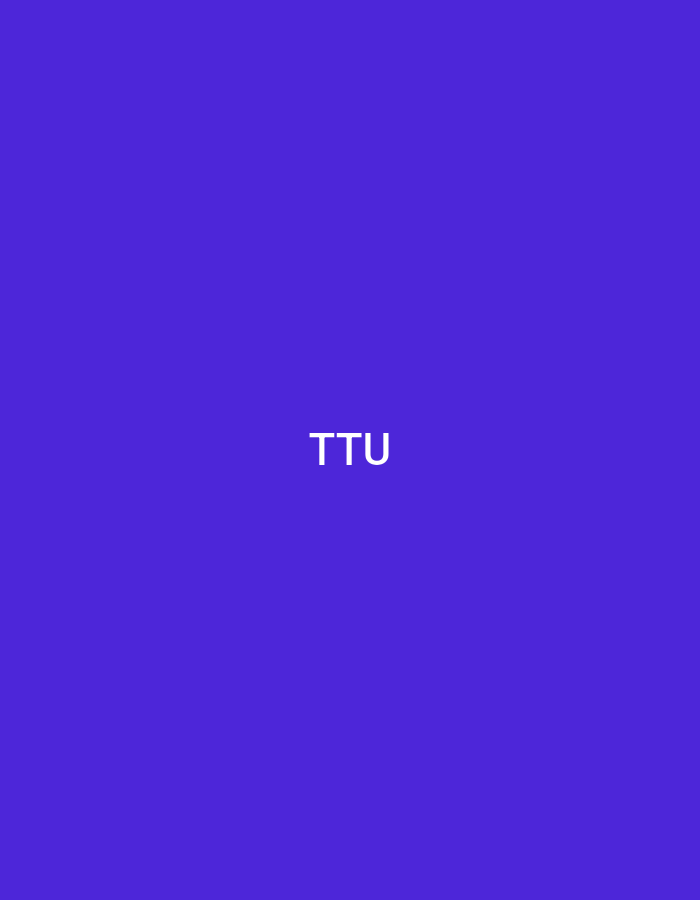 The image, from Casablanca, Morocco, presents a minimalist digital composition. It features a solid, uniform purple background that occupies the entire frame. Centrally positioned on this monochromatic field are the white, capitalized letters "TTU," rendered in a clean, sans-serif typeface. No discernible people, subjects, physical objects, actions, or environmental details are visible within the frame.
