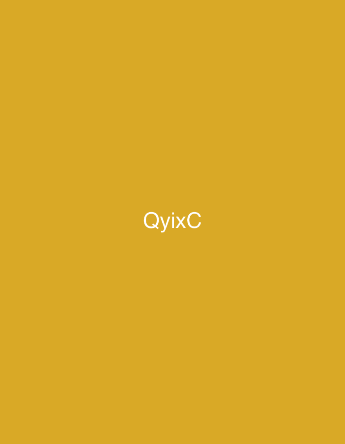 The image displays a solid, uniform mustard yellow background. Centered horizontally and vertically on this background is the white text "QyixC" rendered in a sans-serif typeface. There are no other subjects, objects, people, actions, interactions, or environmental details depicted. The image contains no visual information, such as landmarks, architectural styles, or geographical markers, that would allow for the determination of a specific physical location, including the city of Casablanca, Morocco.