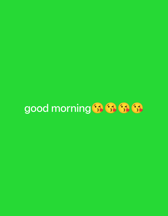 The image is a simple graphic with a bright green background. In the center, the words "good morning" are written in white text, followed by four kissing face emojis. There are no people, objects, or environmental elements beyond the text and emojis. The location of Payagaboh, Indonesia is not depicted or referenced in the image.