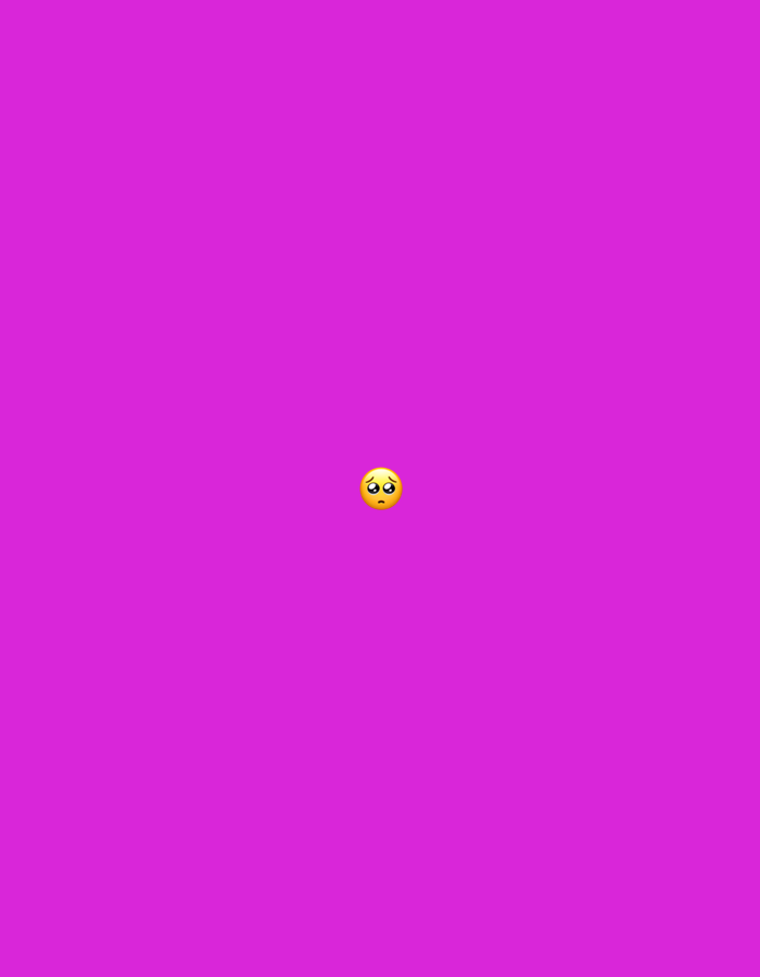 The scene, located in Santa Ana, Venezuela, features a vibrant magenta background. Centered on this monochromatic field is a single, small yellow "pleading face" emoji, characterized by large, glossy eyes and a slight downturned mouth. There are no other subjects, objects, people, actions, or environmental details present in the image.