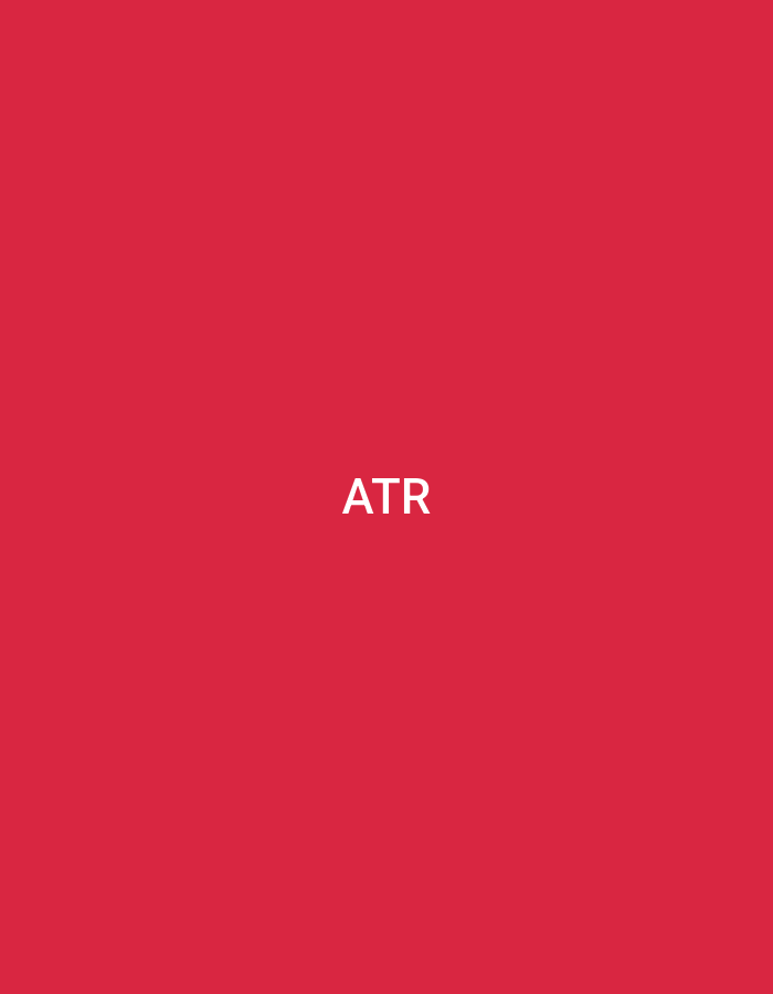 The image displays a solid, vibrant red background. Centered horizontally and vertically on this background is the three-letter acronym "ATR" rendered in white, uppercase, sans-serif typography. There are no other discernible subjects, objects, people, or actions present. The environment is entirely abstract, lacking any geographical or contextual indicators, thus providing no specific information regarding the city of Casablanca, Morocco, or any other location.