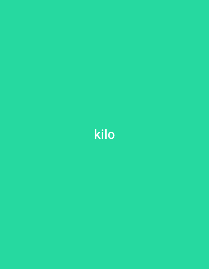 A solid green background with the word "kilo" in white text in the center.
