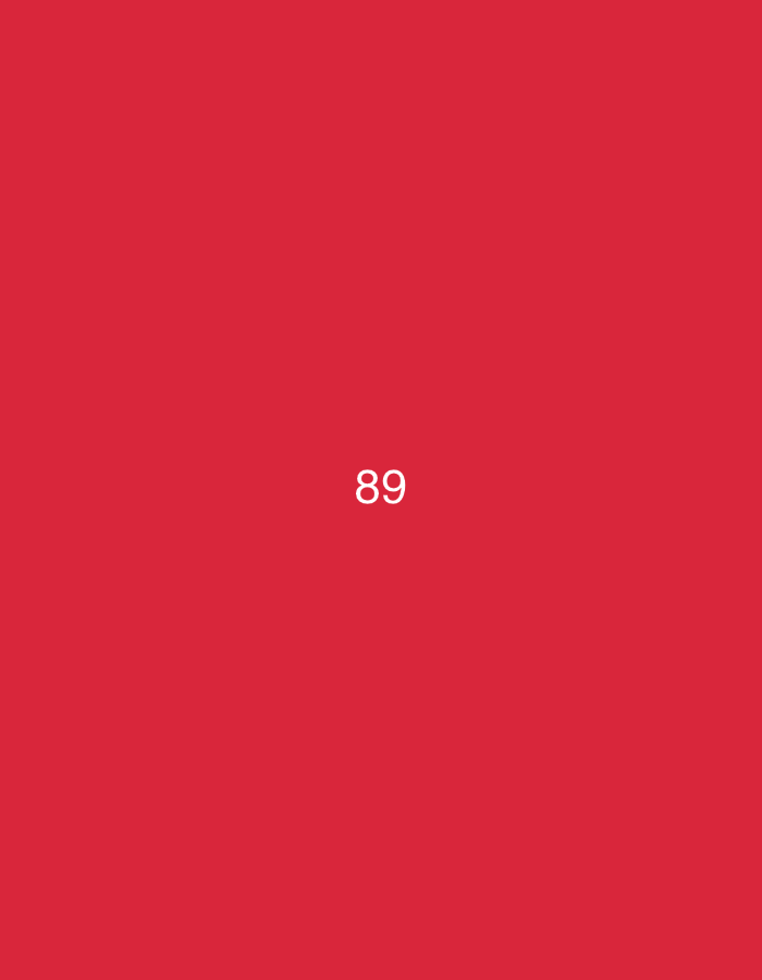 The image is a solid red background with the number "89" displayed in white text in the center. There are no discernible people, subjects, or objects other than the text. The environment is uniform and appears to be a digitally generated or abstract image, lacking any contextual clues related to Đà Nẵng, Vietnam, or any specific location.