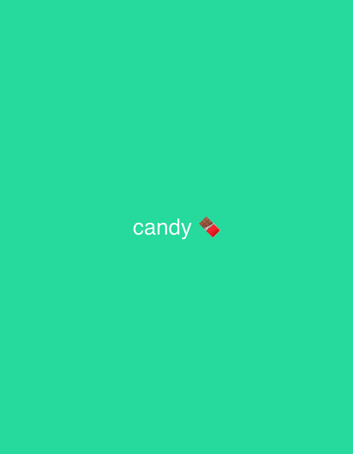 The image is a turquoise background with the word "candy" and a chocolate bar emoji. The location of Rozsoshentsi, Ukraine is not relevant, as there is no indication of the city in the image.