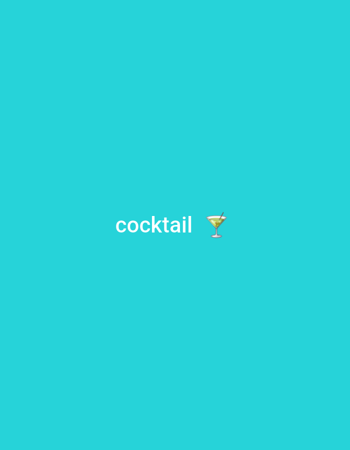 The image displays the word "cocktail" in white text, followed by a cocktail emoji, centered against a plain teal background. There is no discernible location in Middlesbrough, United Kingdom, as the image is a digitally created graphic with no real-world context.