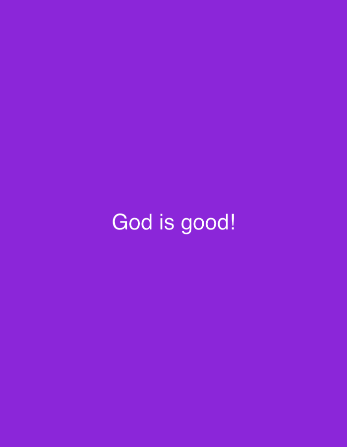 A plain purple background with the text "God is good!" in white, centered. The image does not depict any location in Agarak, Armenia.