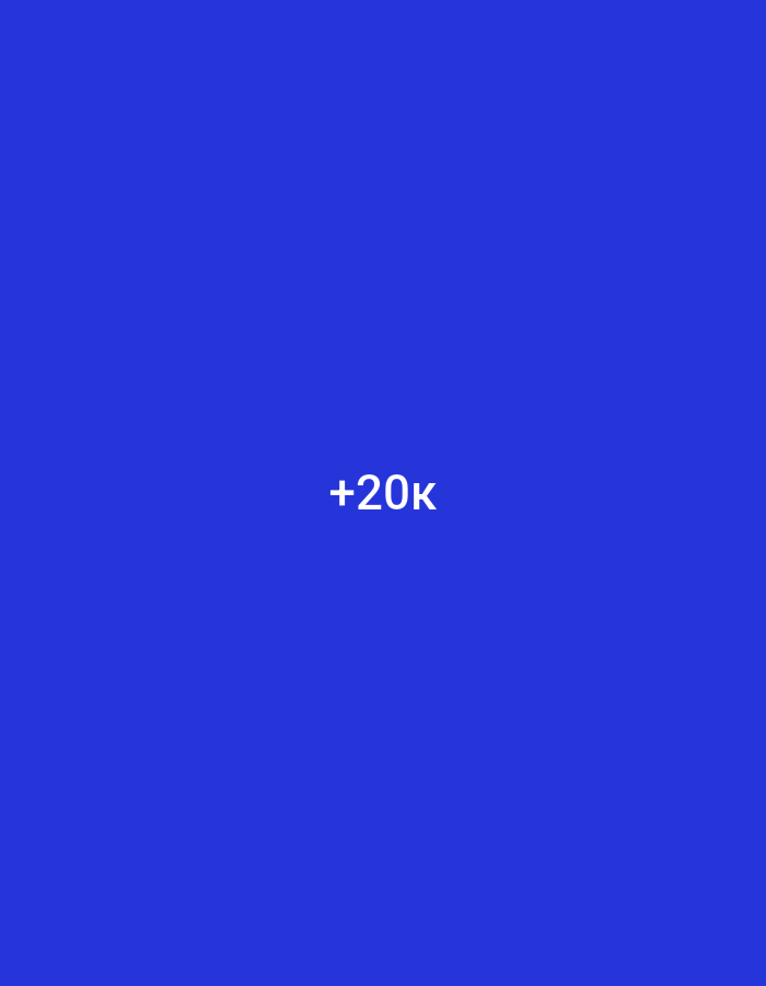 The image is a solid, vibrant blue background with the white text "+20k" centered on the screen. There are no other objects or people visible in the image, and no context is provided to determine a location.