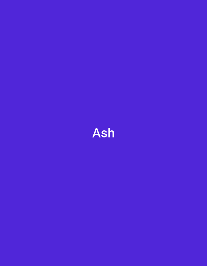 The image is a still frame, likely from a video or presentation, featuring a solid, deep purple background. Centered on the background, in a clear, white font, is the word "Ash". There are no other discernible subjects, objects, activities, or environmental details. The image is minimalist and solely focused on the text against the colored backdrop. The location context of Numan, Nigeria, does not provide any visual cues within the image itself.
