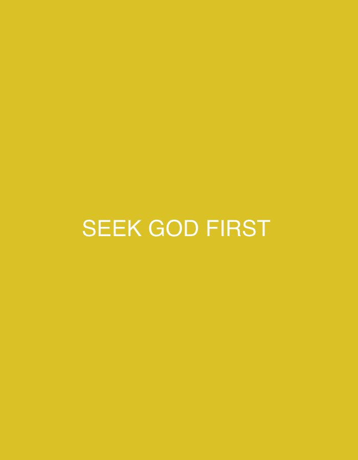 The image displays the text "SEEK GOD FIRST" in white, sans-serif font centered on a solid yellow background. There are no people, objects, or environmental details visible that would allow for identification of a location within Uhlstädt-Kirchhasel, Germany, or any other specific geographical area.