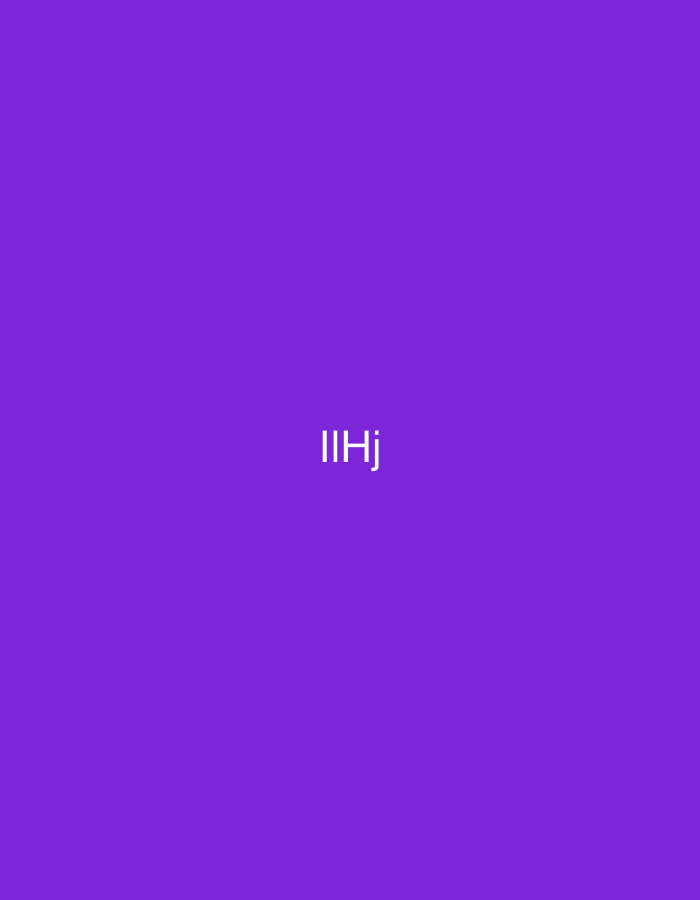 The image displays a flat, solid purple background. Centered horizontally and vertically on this background is the text "IIHj" rendered in white, sans-serif characters. No other subjects, objects, people, actions, or environmental details are present. The scene is purely a digital graphic.