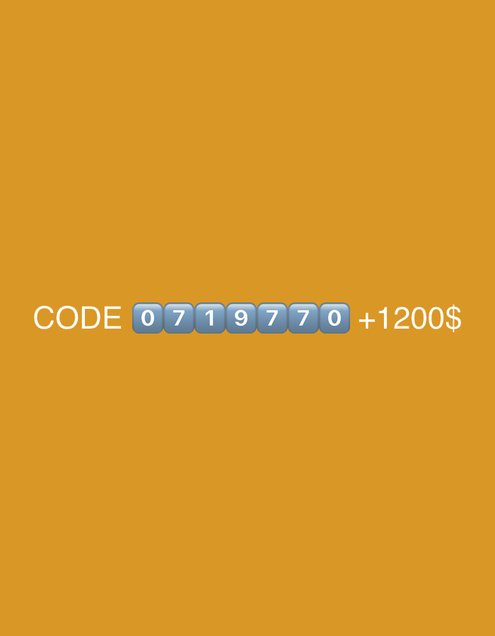 The image is a digital graphic on a solid orange background. The text "CODE 0719770 +1200$" is displayed horizontally in white text with the numbers enclosed in blue buttons. The numbers are arranged sequentially, with a plus sign and dollar amount following the numbers. The word "CODE" is to the left of the numbers. The image does not depict any specific location in the city of Zvezdara Urban Municipality, Serbia, or any real-world scene.