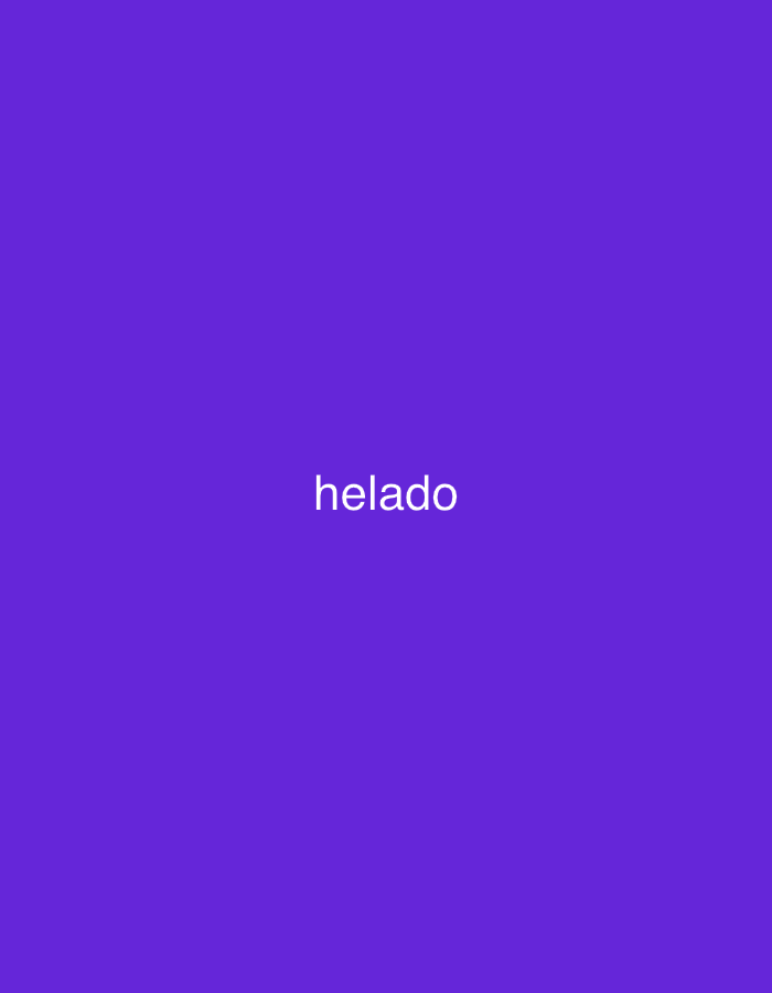 The image displays a plain, solid purple background. Centered horizontally and vertically on this background is the word "helado" rendered in white, lowercase sans-serif typography. There are no other visible subjects, objects, or any discernible activity taking place. The image does not provide any visual cues regarding time of day, weather, or a specific location like Santa Ana, Venezuela, as it consists solely of a colored background with text.