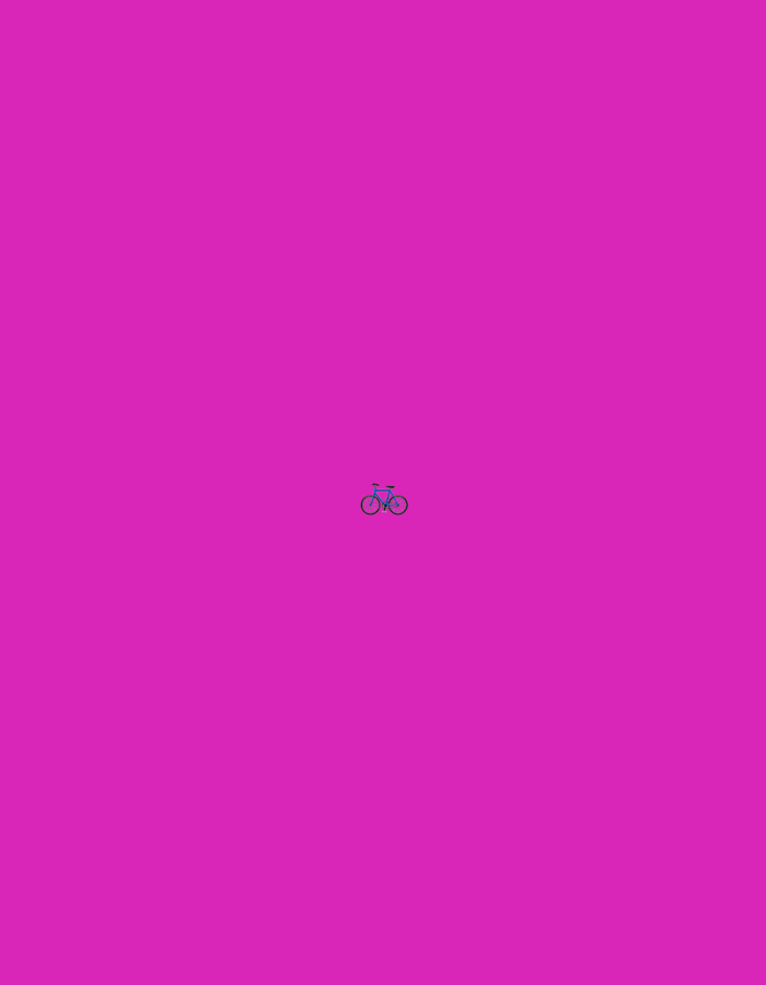 A minimalist illustration of a bicycle is centered on a vibrant magenta background. The bicycle is depicted as a simple outline in dark blue and purple. It has two wheels, a frame, handlebars, and a seat. No people or any other objects are visible in the image. The scene does not depict any location within Moscow, Russia.