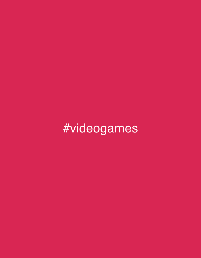 A digital image shows a plain pink background with the white text "#videogames" centered. There are no people, subjects, objects, actions, interactions, or environmental details. The location of Šušanj, Montenegro is not visible or implied in the image.