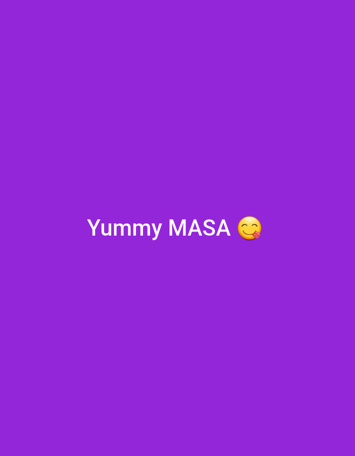 The image shows the text "Yummy MASA" with a smiley face emoji next to it, set against a plain purple background. The text is centered horizontally and positioned in the lower half of the frame. There is no indication of Sabon Tasha, Nigeria in the image itself.