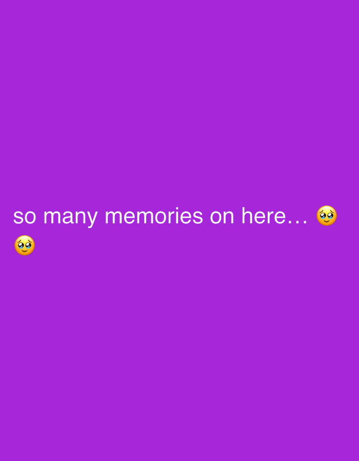 The image is a purple background with the text "so many memories on here..." and two "pleading face" emojis on either side of the text. There is no indication of a location in Sofia, Bulgaria, or any other specific location, people, subjects, objects, actions, interactions, or environment.