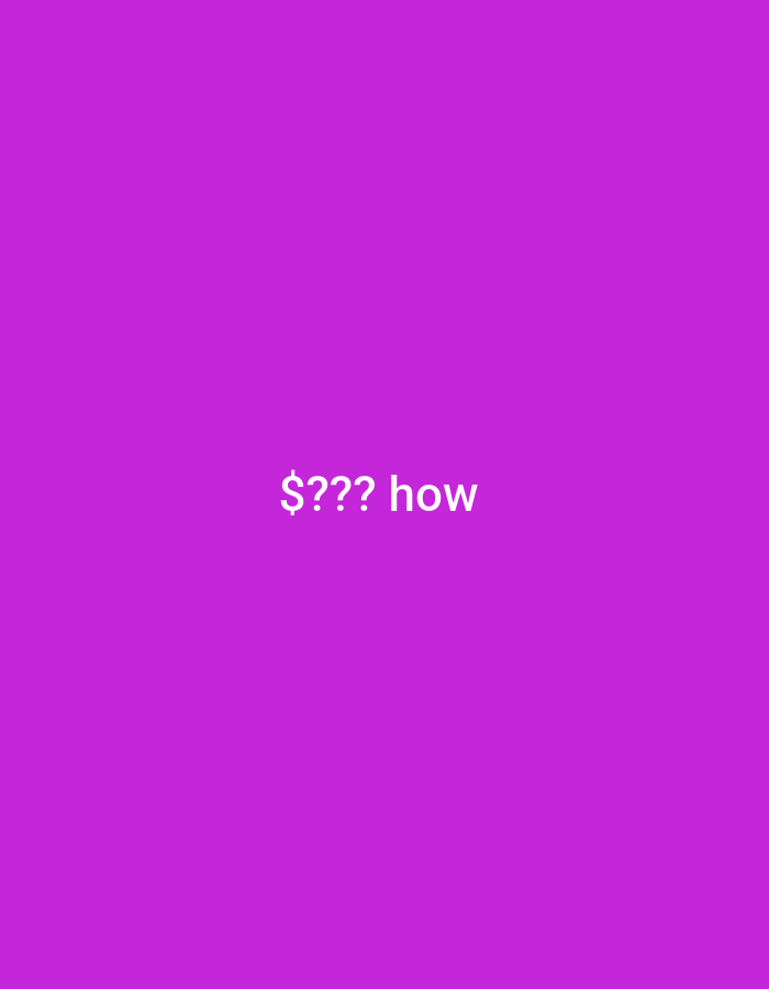 A purple background displays the text "$??? how" in white. The text appears to be centrally located, positioned midway vertically and horizontally. The overall image is simple and straightforward with the text standing out against the solid background.