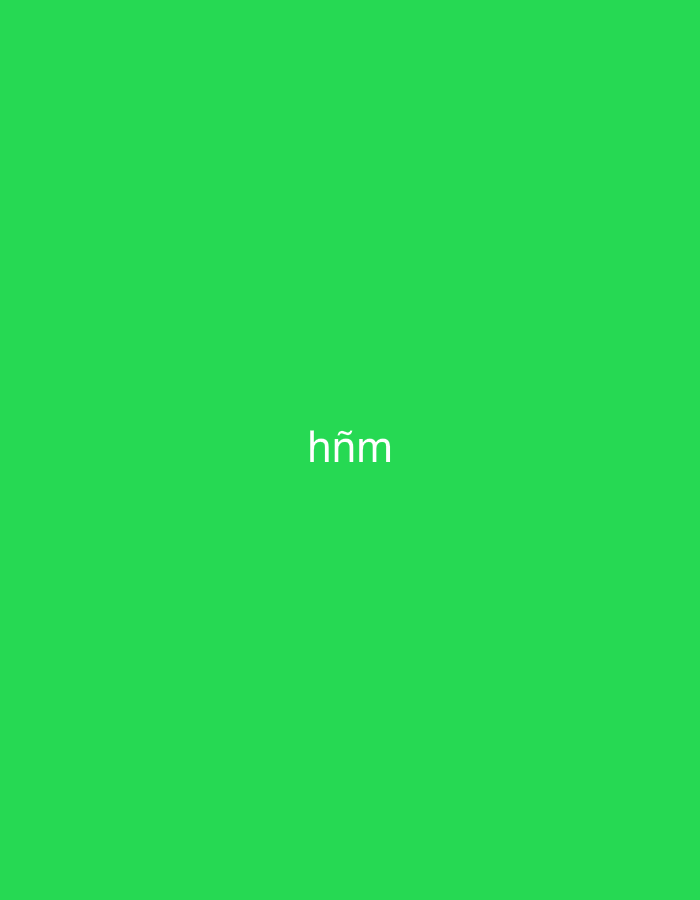 The image displays the white text "hñm" rendered in a sans-serif typeface, centrally positioned against a uniform, solid green background. No discernible people, objects, actions, or environmental details are depicted. The scene offers no visual indicators of a specific geographic location, including Casablanca, Morocco.