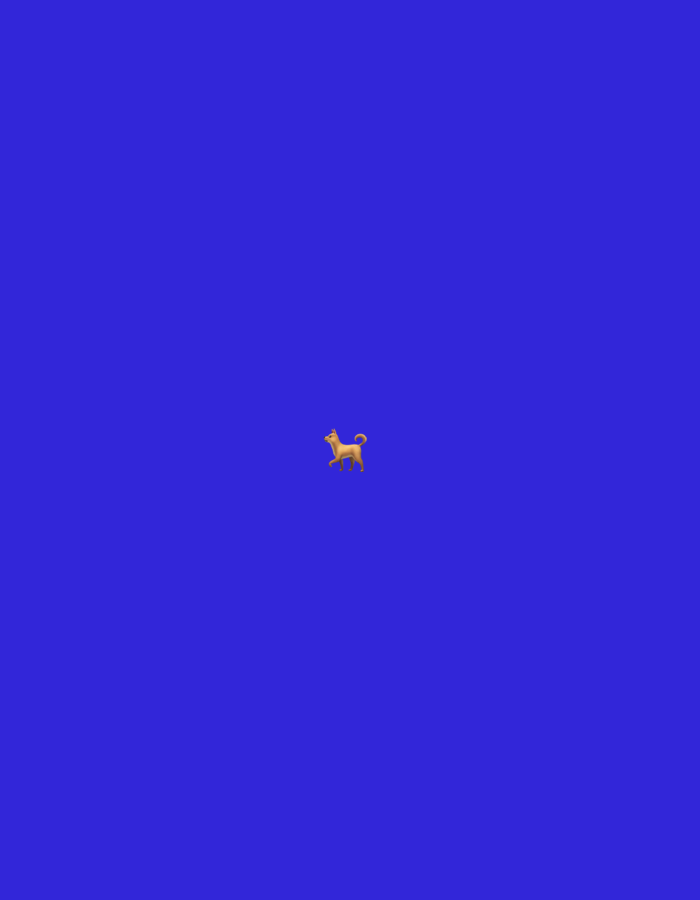 A golden dog emoji is centered on a vibrant royal blue background. There are no other objects or elements present in the image, and no discernible location in Moscow, Russia can be determined.