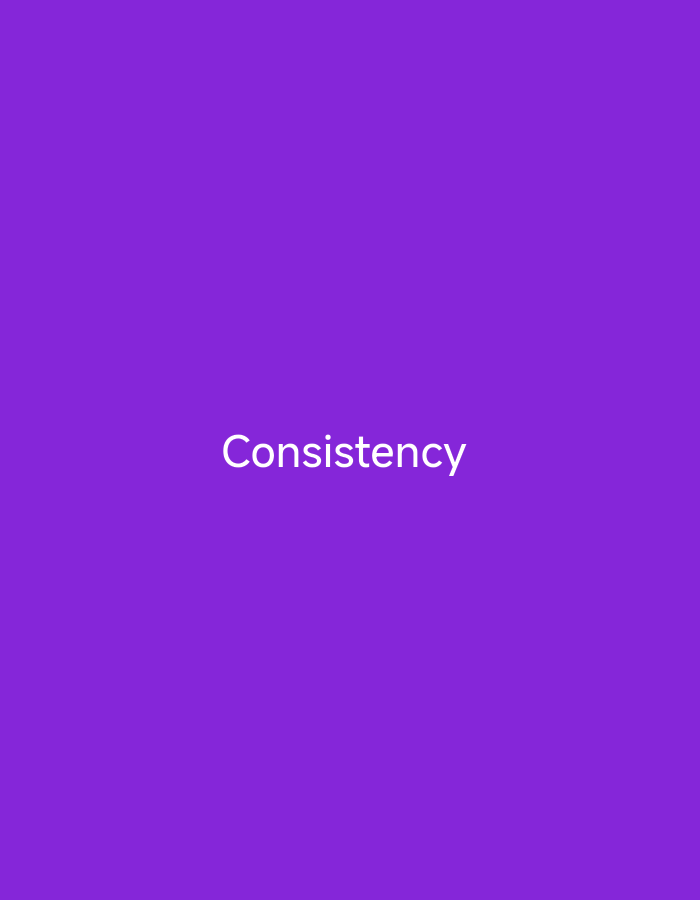 The image is a plain purple background with the word "Consistency" written in white text centered on the lower half of the frame. There is no discernible location in the city of Nsugpe, Nigeria.