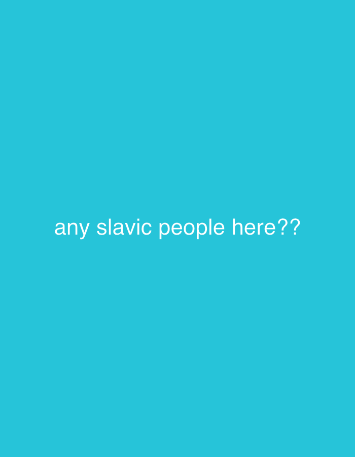 The image is a turquoise background with the text "any slavic people here??" in white, centered. There is no information about the city of Los Palacios, Spain, in the image.