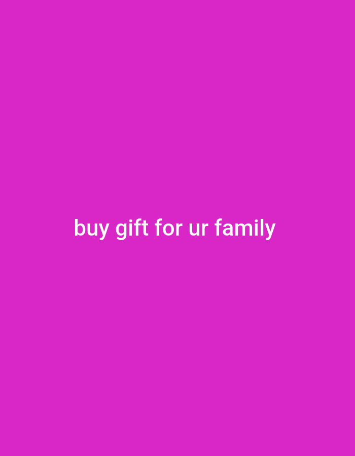 A plain magenta background has white text in the center that reads "buy gift for ur family".