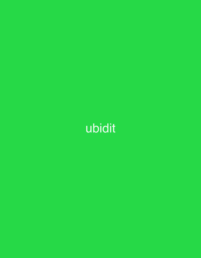 The image displays a solid, vibrant green background. Centered horizontally on this green field is the word "ubidit" written in white, lowercase, sans-serif letters. The text is clearly legible and stands out against the bright green. There are no other discernible subjects, objects, or activities taking place within the image. It is a minimalist, graphic design. No specific time of day, weather conditions, or emotional context can be inferred from the visual content. Although an external context mentions Yerevan, Armenia, the image itself contains no visual cues or landmarks that would indicate this location.