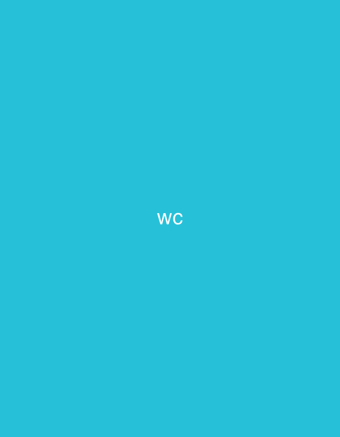 The image displays a solid, uniform teal-blue background. Centered horizontally and vertically on this background is the text "WC" rendered in a plain white, sans-serif font. There are no other visual elements, figures, or objects present. The image provides no discernable details or cues to determine a specific location within the city of Casablanca, Morocco, or any other geographical area; it is a generic graphic.